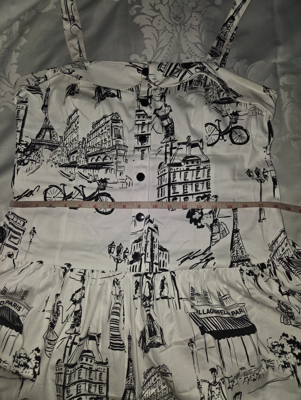 Karl Lagerfeld White Maxi Dress with Black City Print - Picture 12 of 15